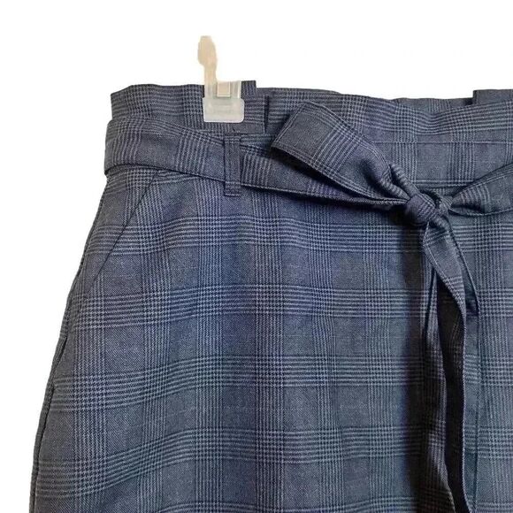 Banana Republic Women's Navy Poly/Rayon/Spandex Plaid Pencil Skirt w Tie Belt & - Picture 2 of 10